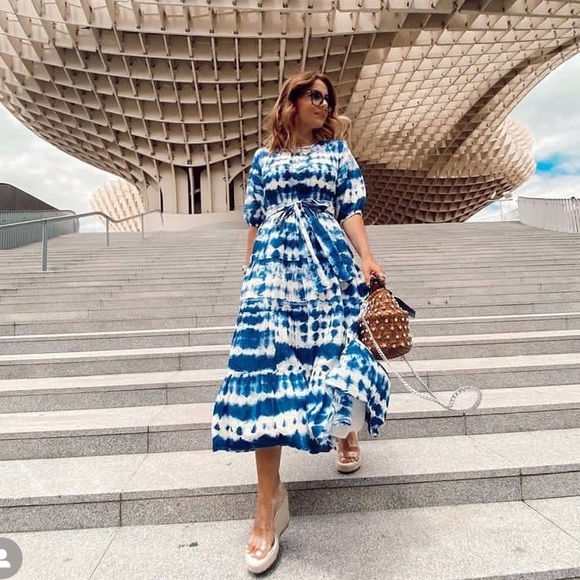 MANGO 100% cotton tie dye print dress blogger fave zara competitor brand - Picture 4 of 12